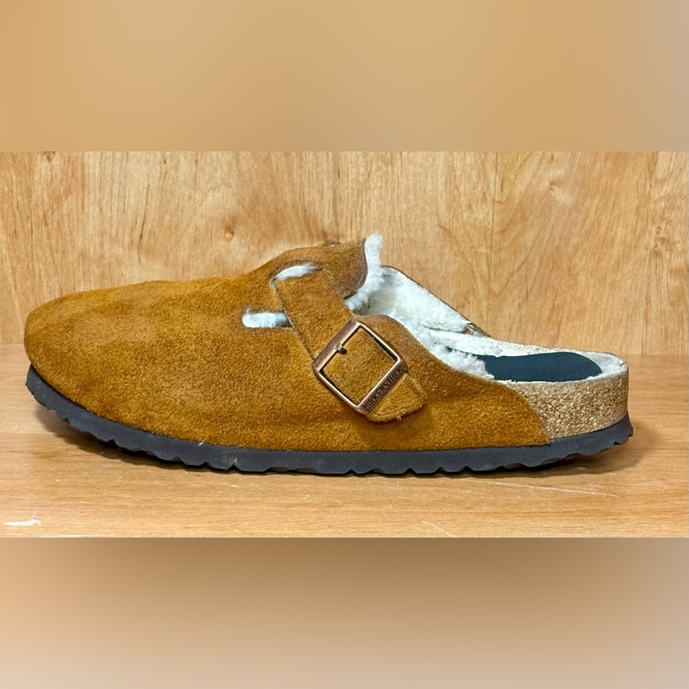 Birkenstock Boston Clogs Sherpa Shearling Lined Suede Size EU 41 US W 9.5 M 8 - Picture 4 of 8